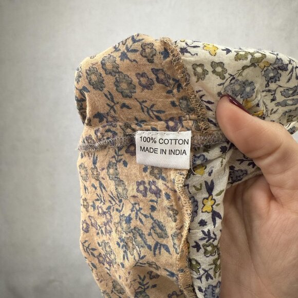 Avatar Dress Womens Small Floral Cotton Boho Maxi Smocked Tiered Deep V Neck - Picture 4 of 7